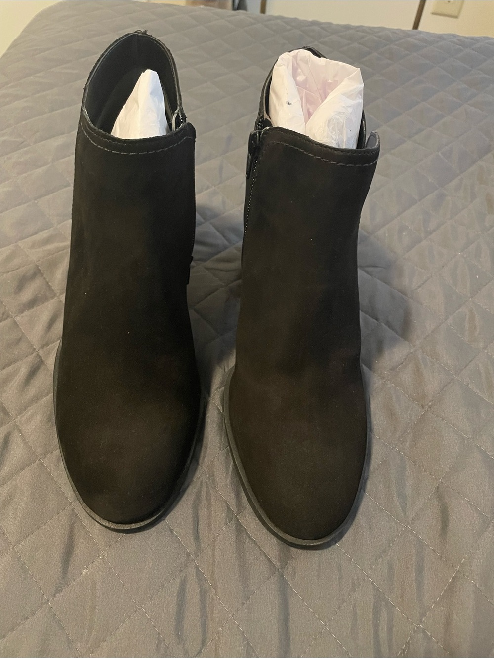 Alex Marie Women's Black Suede Ankle Boots - Classic Side Zip Closure